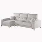 Zent sofá chaise longue reversible 4 plazas gris con almacenaje, Banak