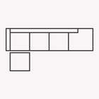 Sofá 5 plazas con lateral derecho abierto y Puf