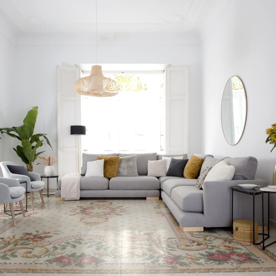 Sofá rinconera personalizable Loft Colores tapizados Nido 4 perla Tamaños  sofá Loft Sofá rinconera 5 plazas | Kenayhome