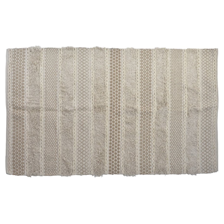 Adel alfombra algodon 180x120 flecos blanco