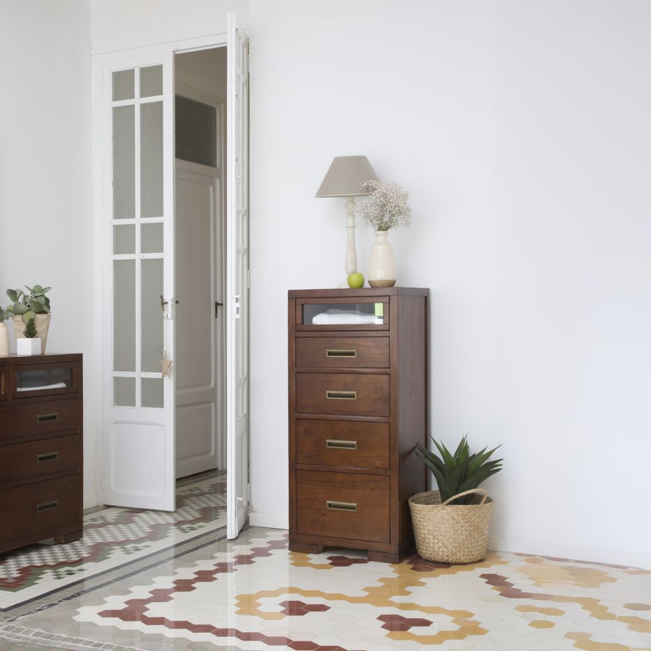 Chiffonier settimino coloniale in teak