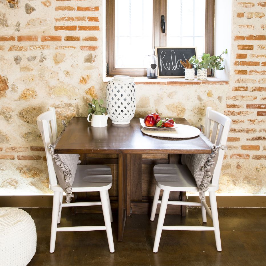 Tan mesa de comedor plegable rectangular 88/160 de madera blanca | Banak