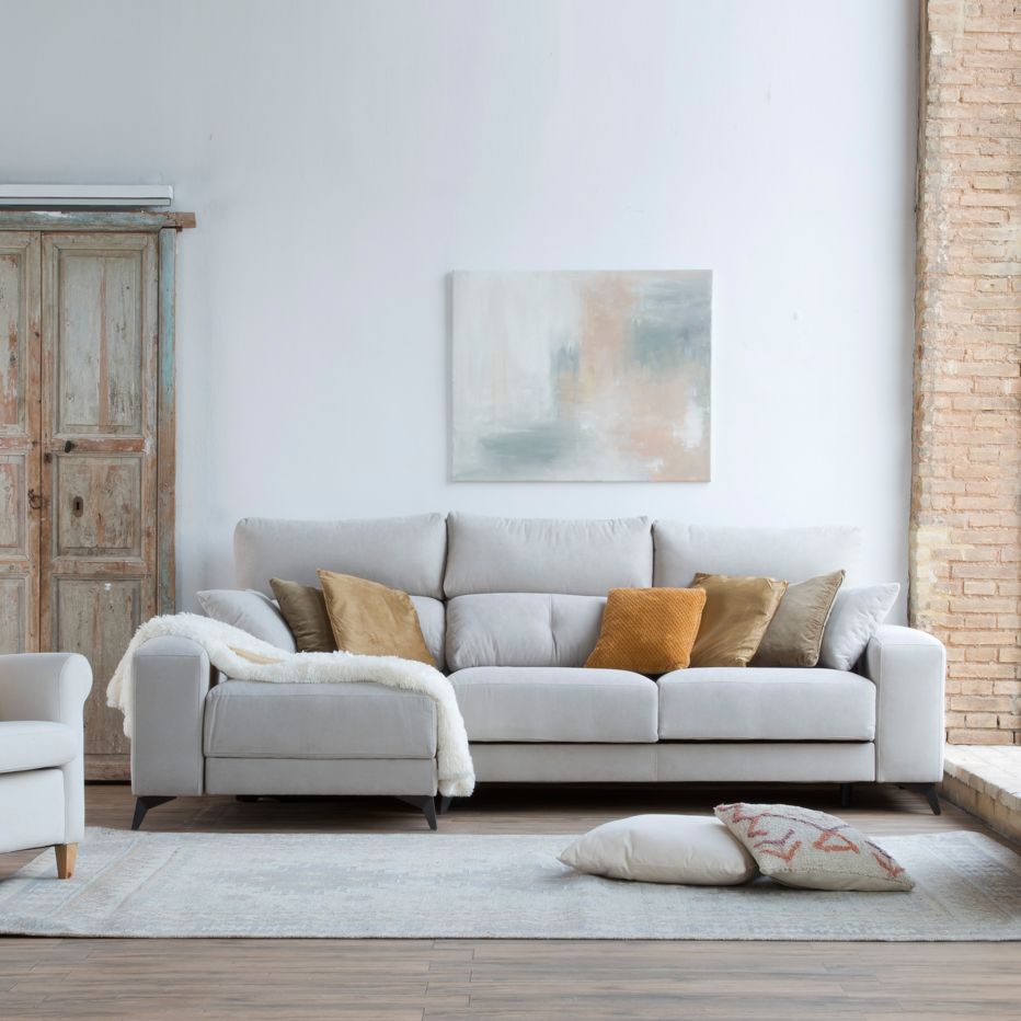 Zent sofá chaise longue reversible 4 plazas beige | Banak
