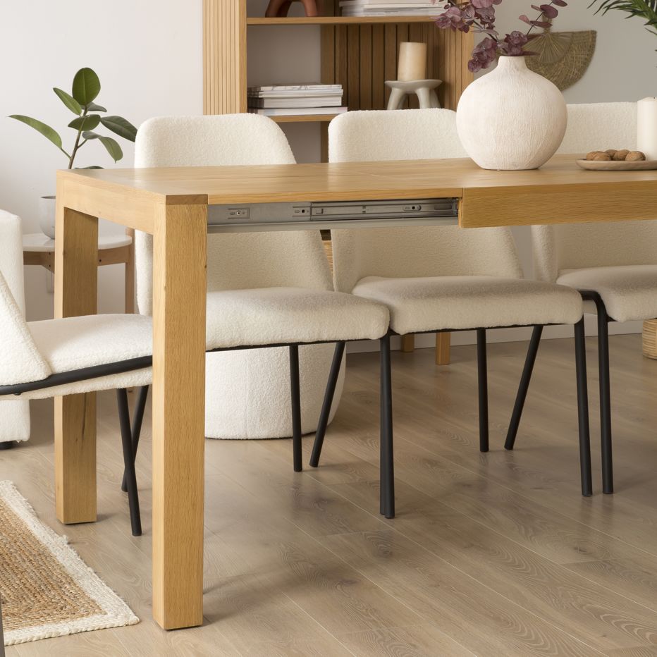 Gael mesa de comedor extensible rectangular 140/190 de madera color natural