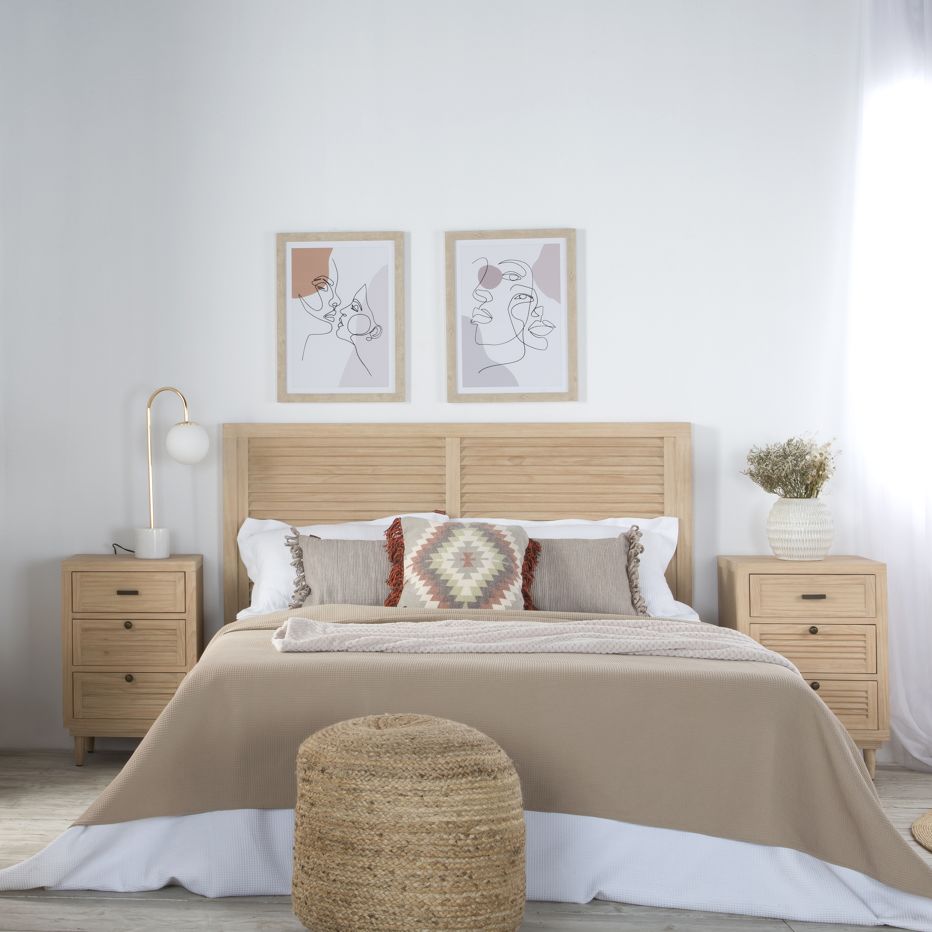 Cama de madera maciza y cabecero, válido para colchón de 150 x 190