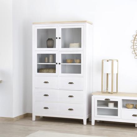 Avelin vitrine en bois blanc et naturel