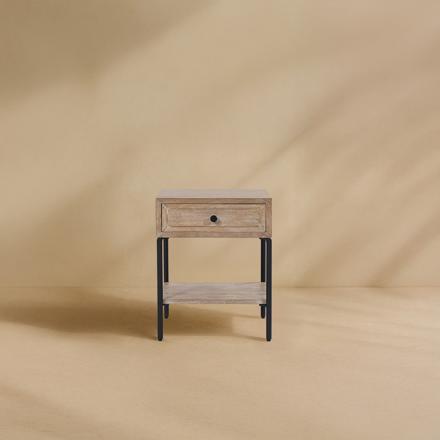 Birao mesita de noche de madera maciza de mango y metal