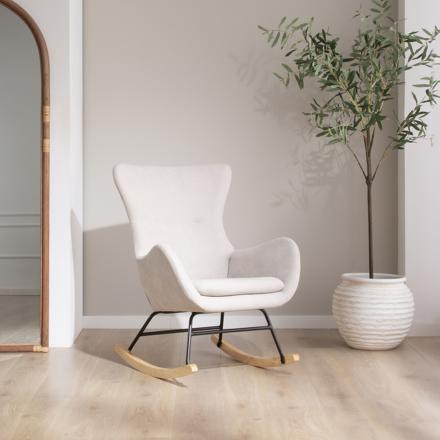 Vinci fauteuil à bascule beige avec pieds en bois