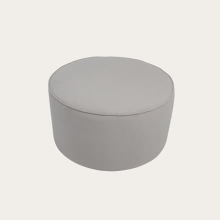 Camille pouf da salotto rotondo rivestito in velluto grigio