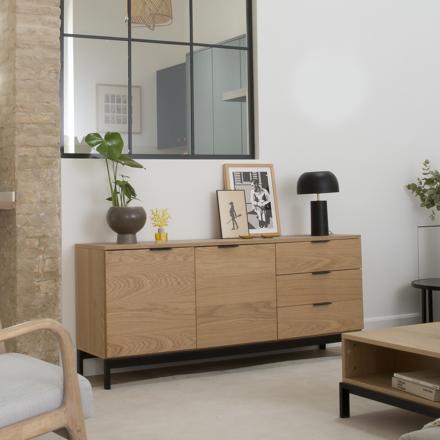 Coimbra tall sideboard in wood and metal