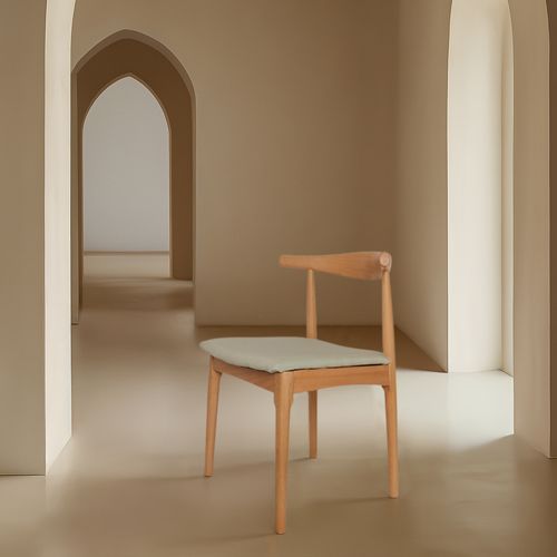 Verona silla de madera maciza de haya tapizada en beige