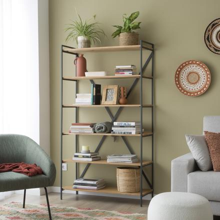 Eiffel wood and metal bookcase 100