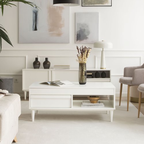 Margot mesa de centro elevable de madera lacada en blanco