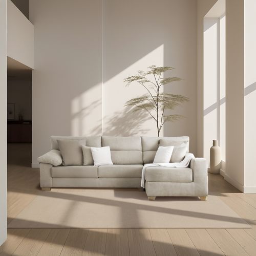 Shambala sofá chaise longue direita 4 lugares com armazenamento cinza