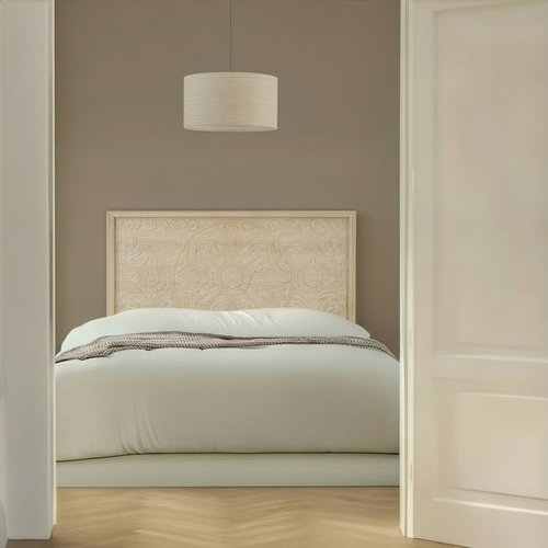 Indira cabecero de madera maciza tallada de mango para cama de 150 y 160 acabado natural