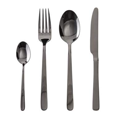 Cima 24-piece cutlery set in black stainless steel