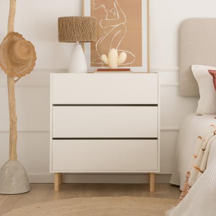 Canes white matte and natural dune chest of drawers