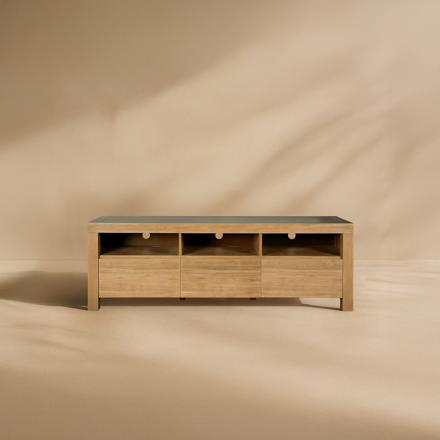 Liland mueble tv de madera maciza de acacia