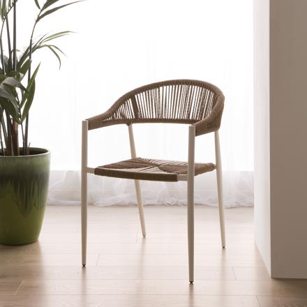 Melbu cadeira de jardim de ratã sintético e alumínio branco