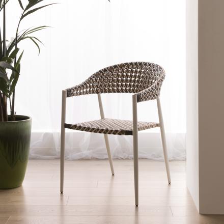 Narvik chaise de jardin en rotin synthétique multicolore et aluminium blanc