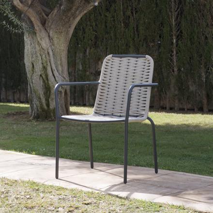 Mink chaise de jardin en corde de couleur taupe et en aluminium graphite