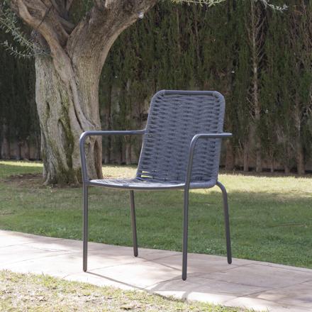 Mink silla de jardín de cuerda color antracita y aluminio grafito