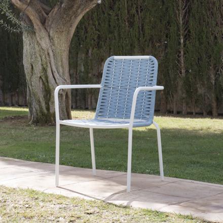 Mink cadeira de jardim em corda de cor turmalina e alumínio branco