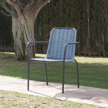 Mink sedia da giardino in corda colore tormalina e alluminio grafite