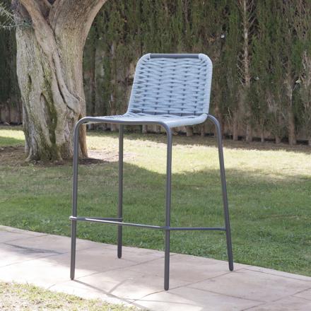 Mink tourmaline rope and graphite aluminium high garden stool