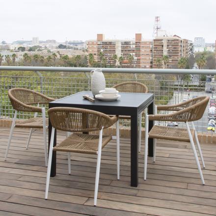 Kunes tavolo da giardino estensibile quadrato in alluminio