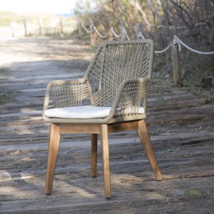 Kesia fauteuil de jardin en corde et bois