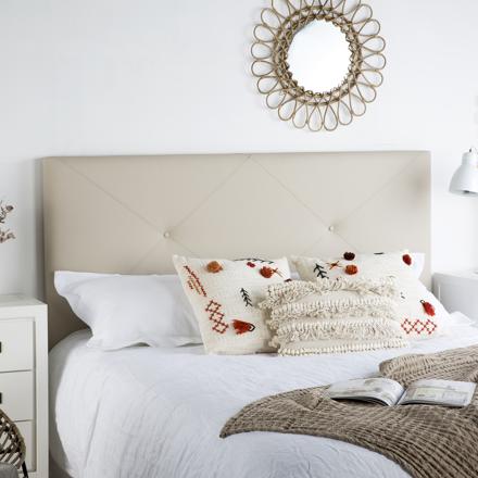 Cabecero de cama de 90 tapizado capitone dormitorio Lampe