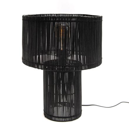 Lamas tischlampe aus eisen und rattan