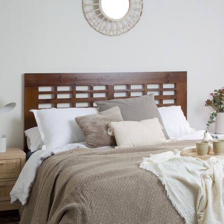 Kenia cabecero de madera maciza para cama de 150 y 160 color teca