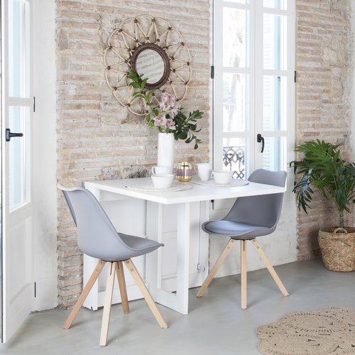 Tan mesa de comedor plegable rectangular 88/160 de madera lacada en blanco