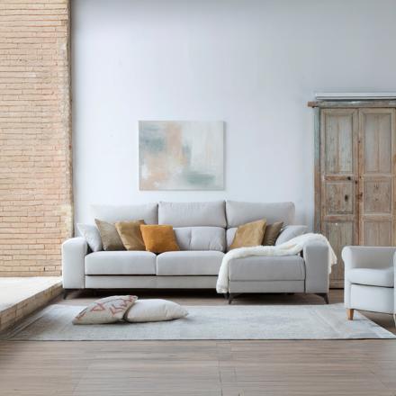 Evans sofá chaise longue derecha 4 plazas beige con almacenaje