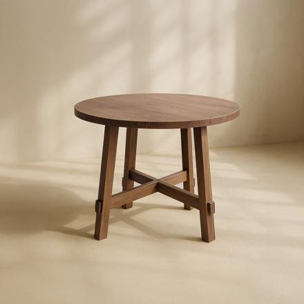 Nevile mesa de comedor redonda de madera maciza de araucaria