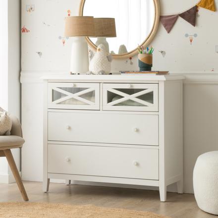 Niza commode blanche en bois laqué blanc