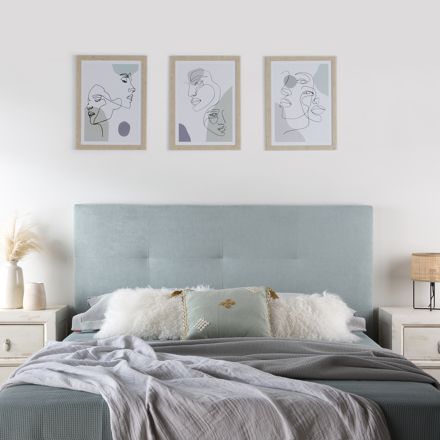 Maira tête de lit rembourrée basic bleu aigue-marine pour lit de 150 et 160