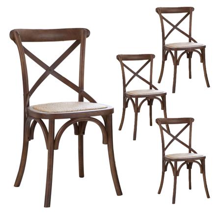 Pack 4 sillas bihar de madera color teca