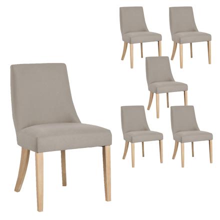 Pack 6 sillas bimba tapizada gris