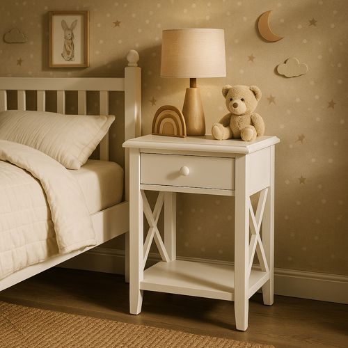 Niza mesita de noche blanca infantil
