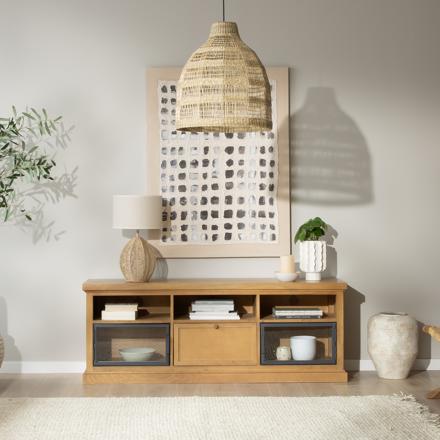 Parma mueble tv de madera maciza de mango y metal