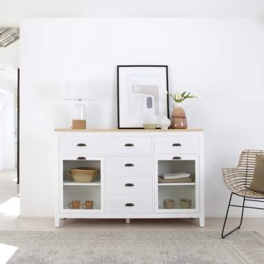 Avelin white and natural sideboard