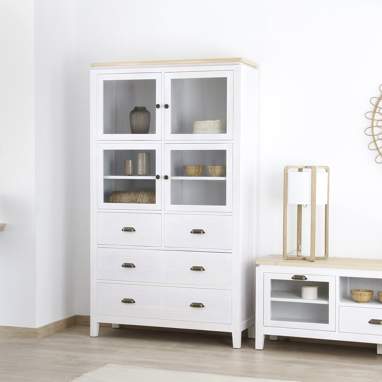 Avelin white and natural glass cabinet