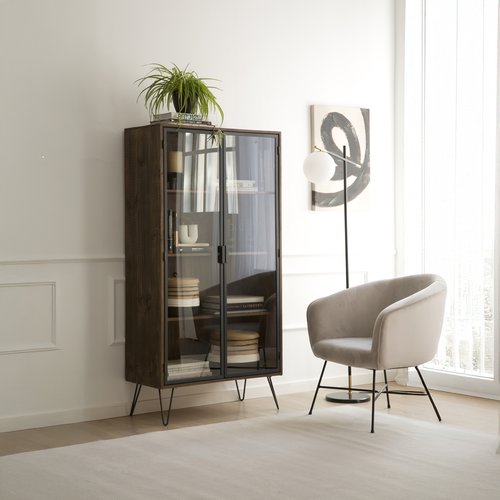 Baltic vitrina de madera maciza y metal