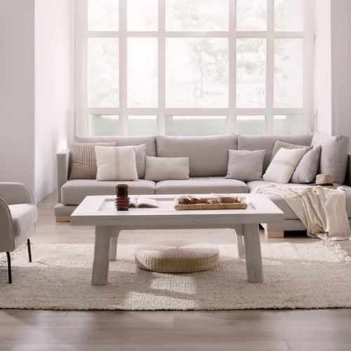 Oblak mesa de centro de madeira maciça branco shabby
