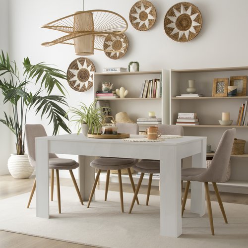 Selena mesa de comedor extensible rectangular 140/200 blanca