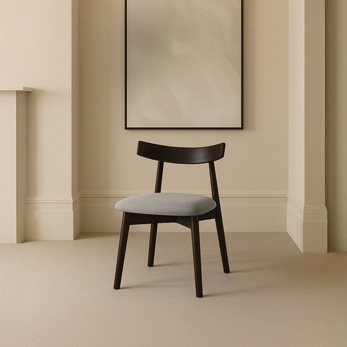 Borneo silla de madera maciza de hevea color nogal