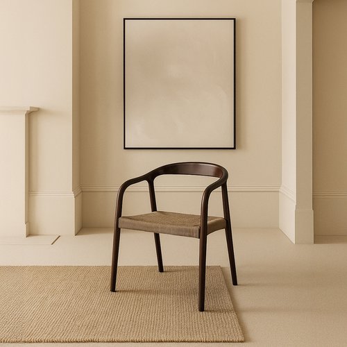 Parvati silla de madera maciza de hevea y cuerda color nogal